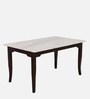 Plinto Marble Top 6 Seater Dining Set in Teak Wood Finish