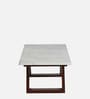 Plinto Marble Top Coffee Table in Teak Wood Finish