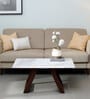 Plinto Marble Top Coffee Table in Teak Wood Finish
