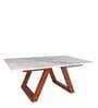 Plinto Marble Top Coffee Table in Teak Wood Finish