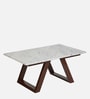 Plinto Marble Top Coffee Table in Teak Wood Finish