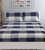 Black Geometric 210 TC Cotton Blend King Sized Bed Sheets with 2 Pillow Covers