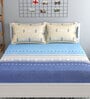 Blue Stripes 210 TC Cotton Blend King Sized Bed Sheets with 2 Pillow Covers