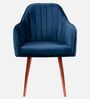 Plush Velvet Fabric Dining Chair In Navy Blue Colour