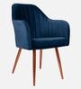 Plush Velvet Fabric Dining Chair In Navy Blue Colour