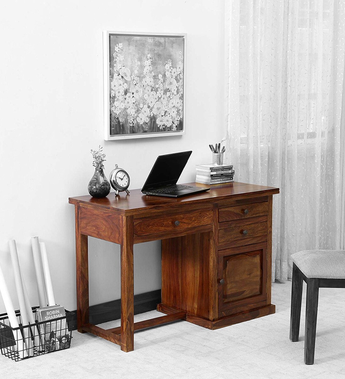 wooden study table pepperfry