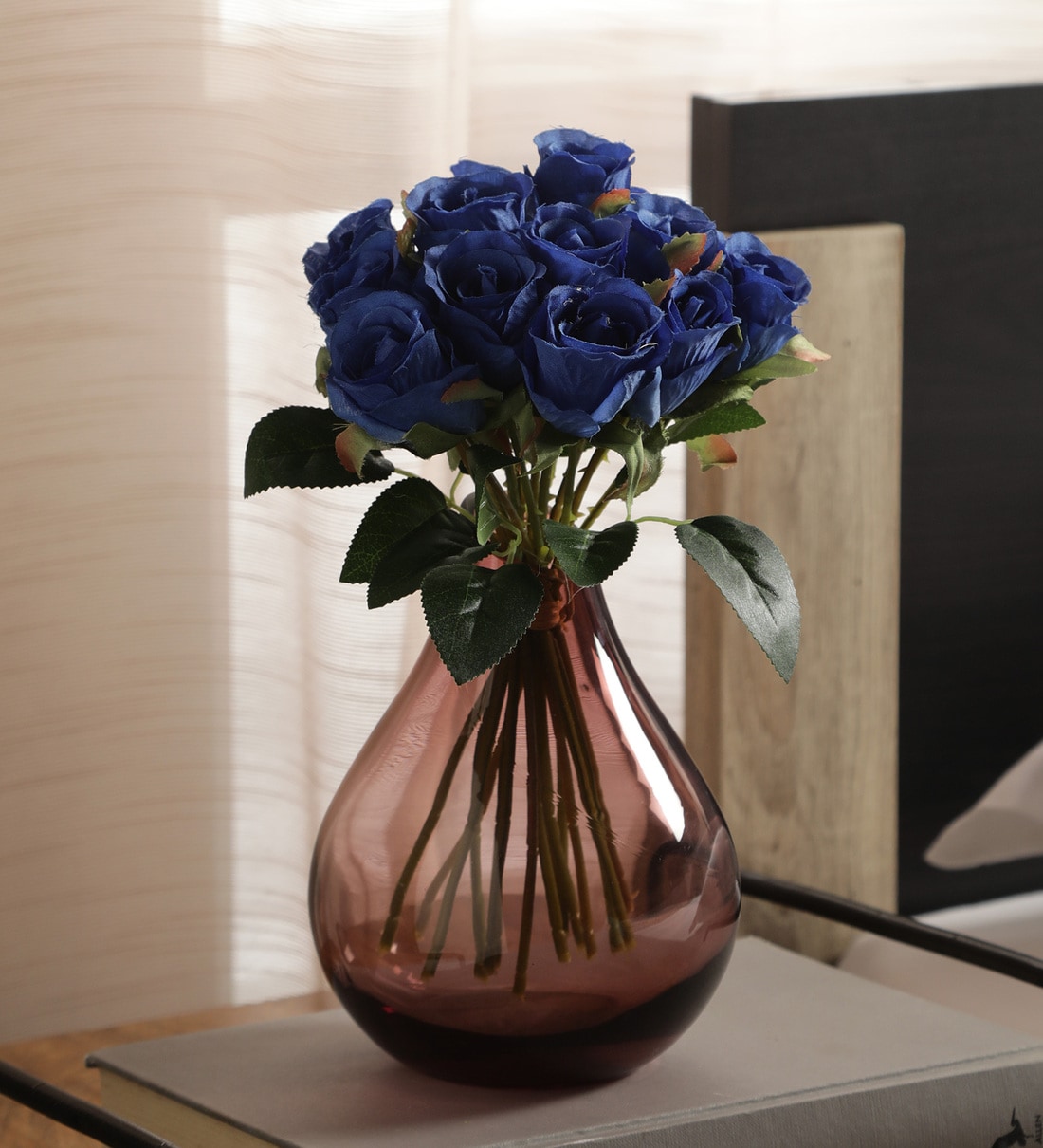 Buy Blue Fabric Dark Exquisite Rose Artificial Flowers at 55% OFF by ...
