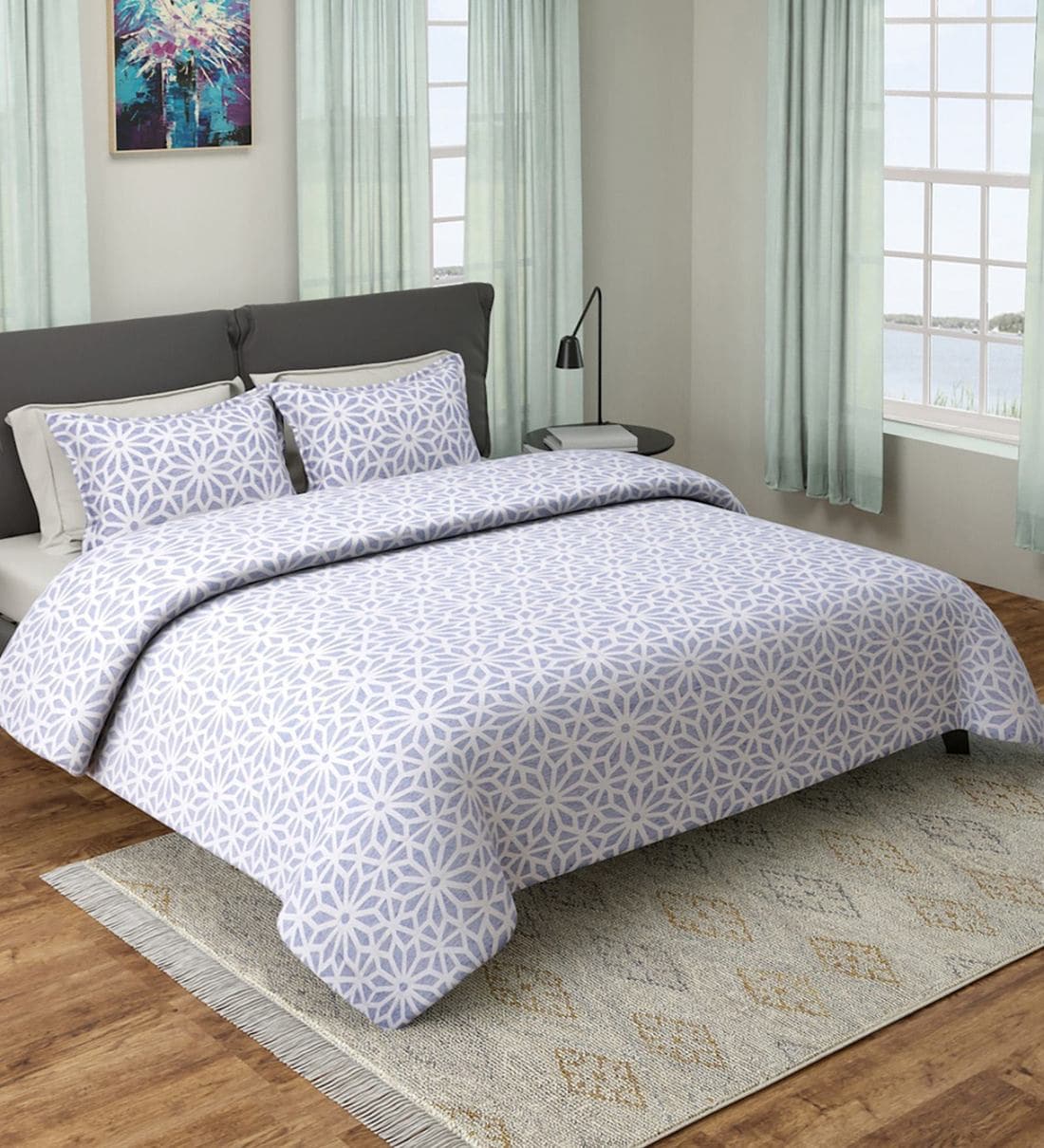 Buy Poly Cotton 180 TC Double Bed Cover With 2 Pillow Covers By Romee