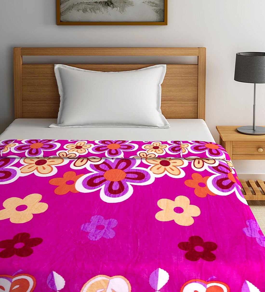 Buy Pink Polyester 210 GSM Single Bed Ac Room Blanket By Neudis Online