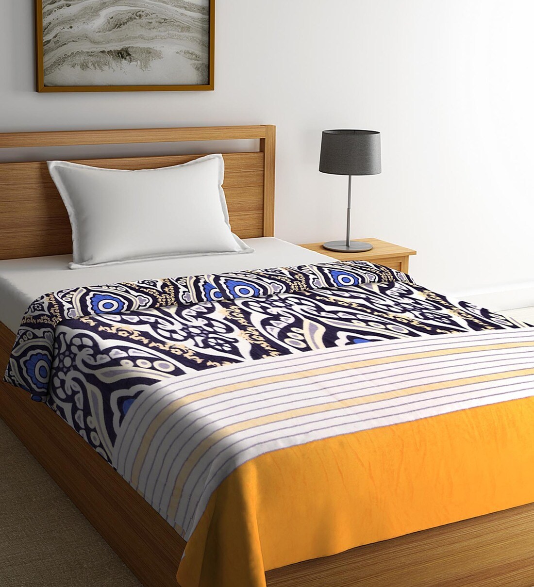 Buy Yellow Polyester 210 GSM Single Bed AC Room Blanket by Neudis