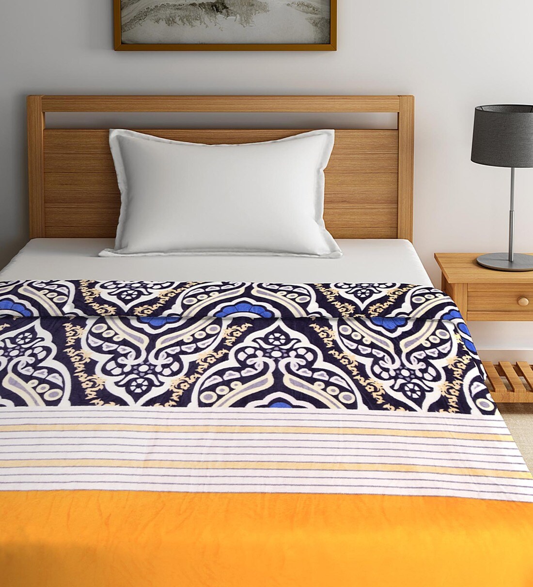 Buy Yellow Polyester 210 GSM Single Bed AC Room Blanket by Neudis