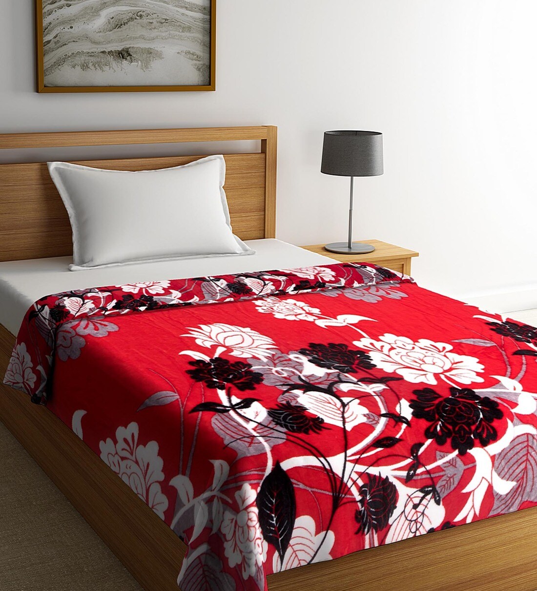 Buy Red Polyester 210 GSM Single Bed Ac Room Blanket By Neudis Online