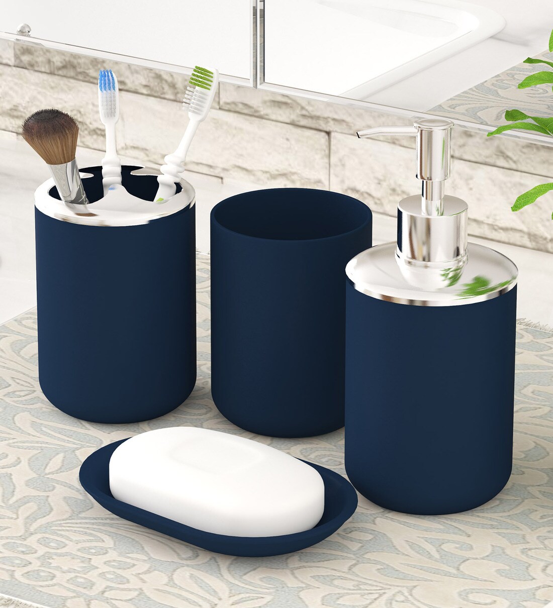 Buy Polypropylene Counter Top Bathroom Accessories In Black By Story Home Online Accessory Sets Accessory Sets Discontinued Pepperfry Product
