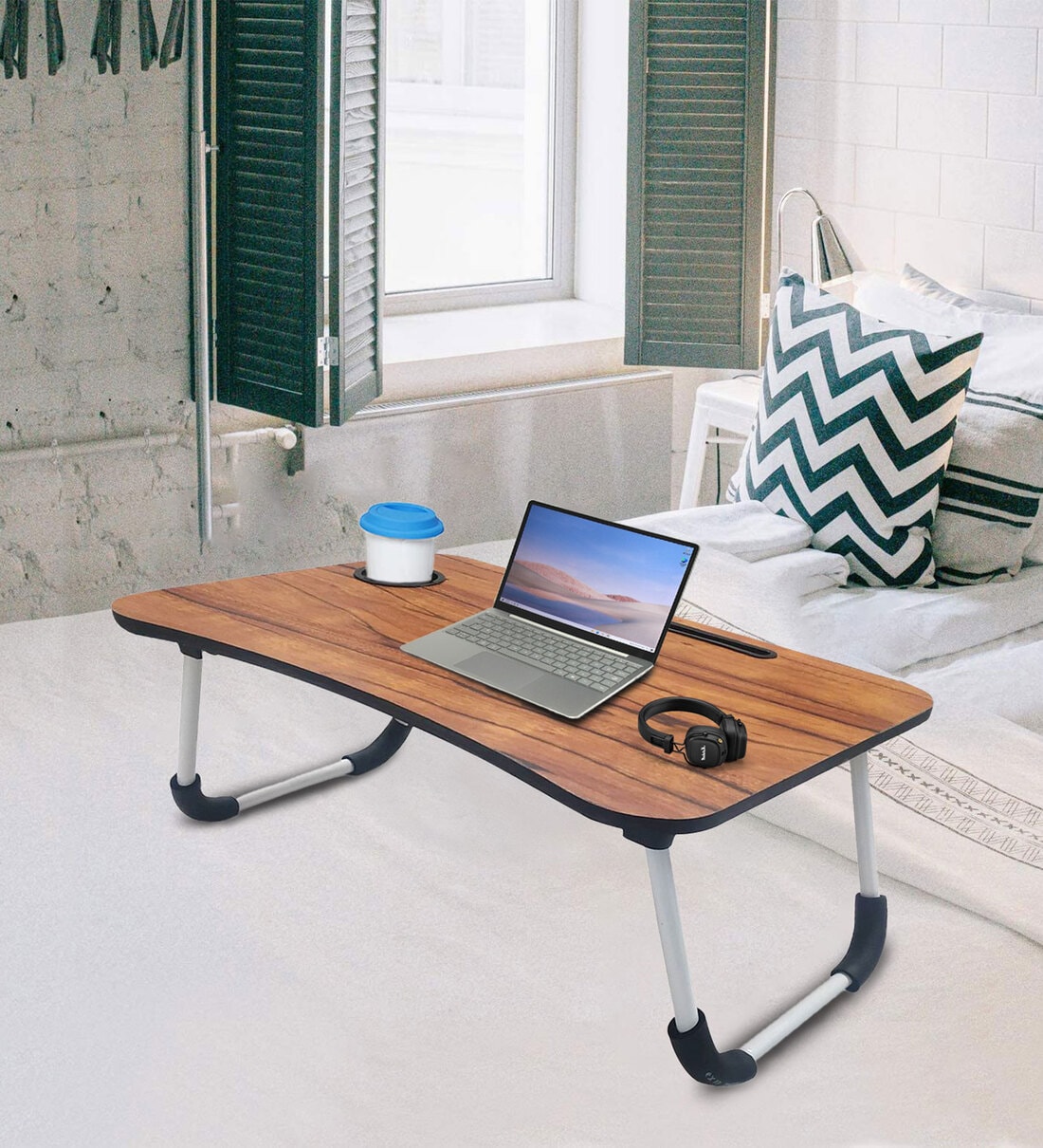 Buy Portable Table in Zebrona Dark Finish at 13% OFF by Sattva | Pepperfry