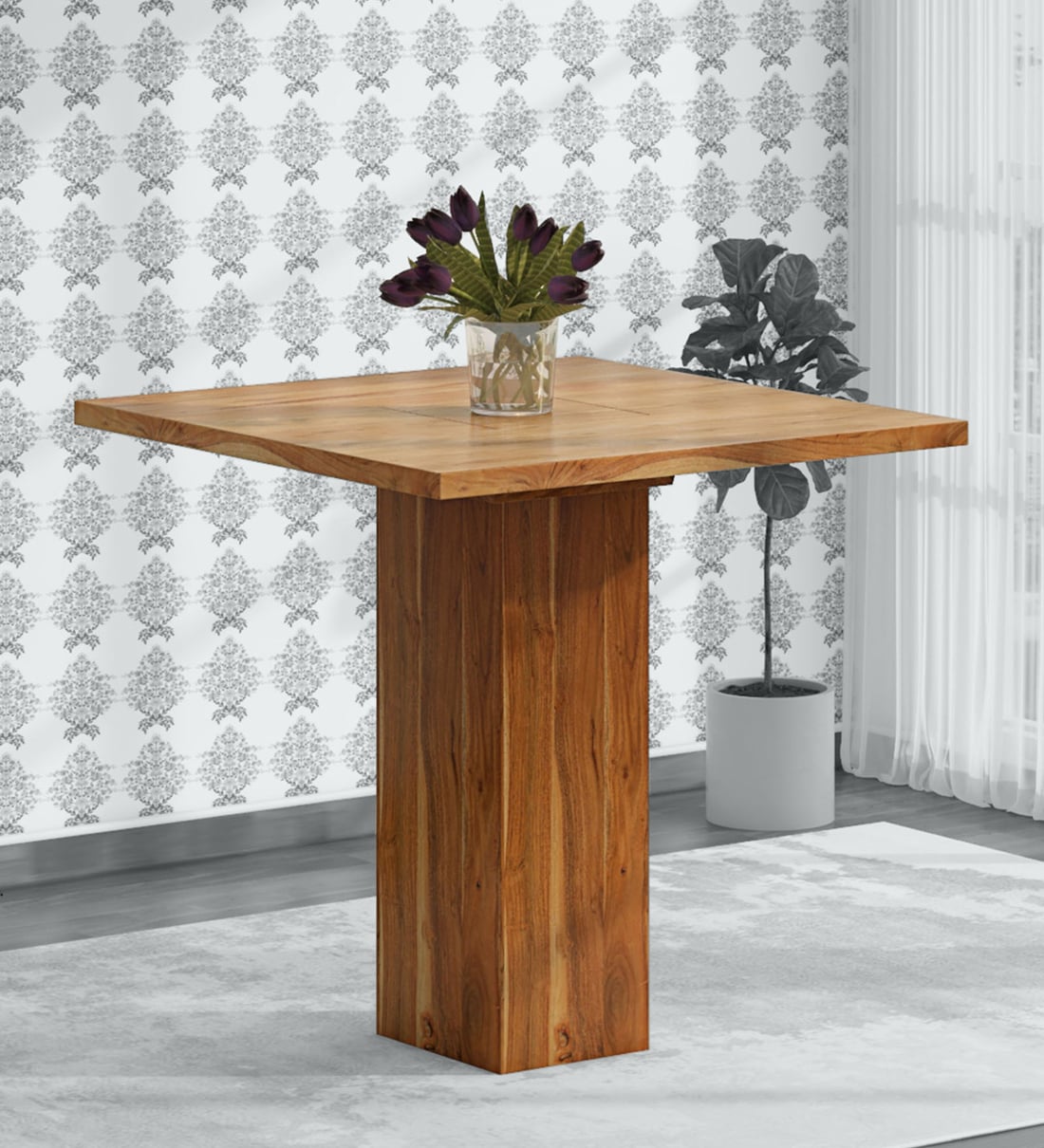 Buy Portland Solid Wood 4 Seater Dining & Bar Table in Natural Acacia