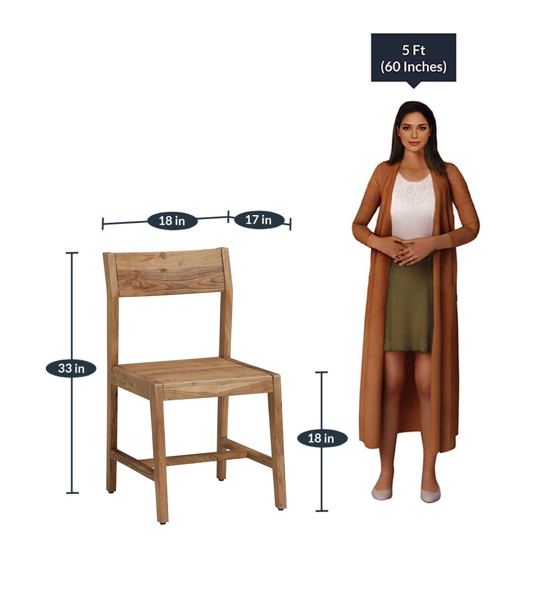 Buy Portland Solid Wood Dining Chair (Set of 2) in Natural Acacia