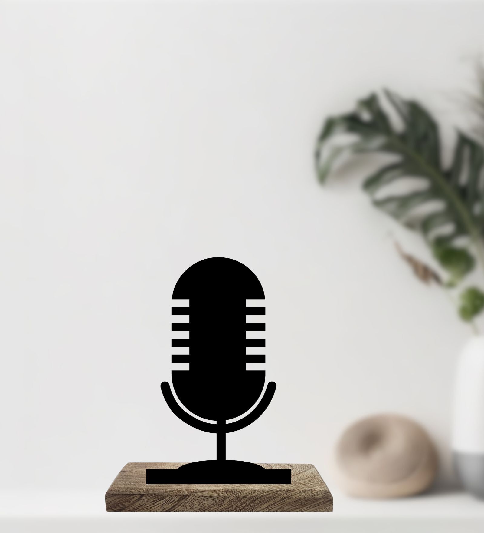 Podcast Microphone Black Mango Wood & Iron Showpiece