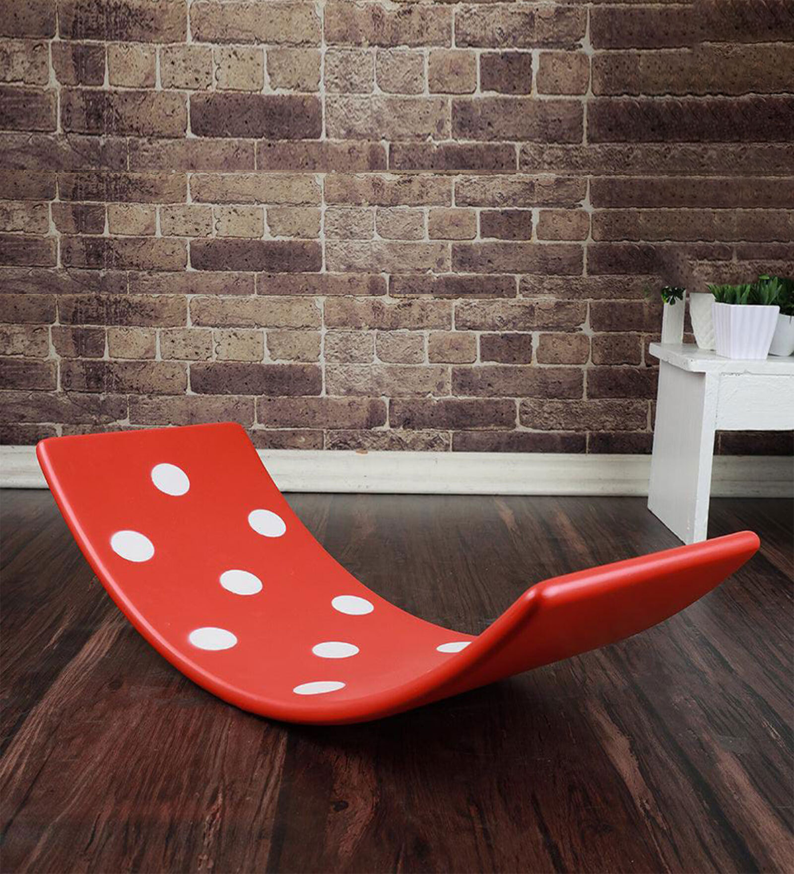 Polka Wood Red Colour Solid Wood Kids Swing in Red Colour