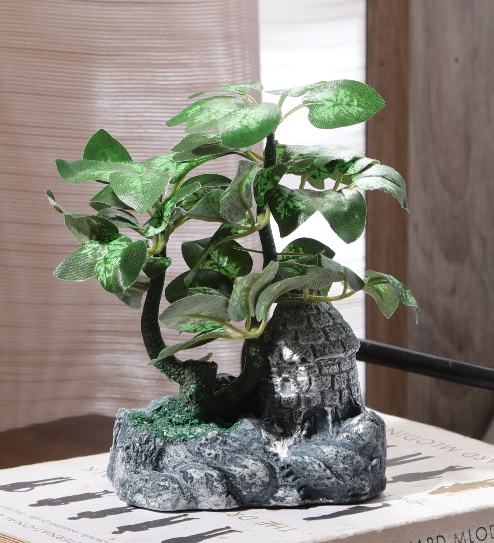 Fabric Green Bonsai Ceramic Pot Artificial Plant