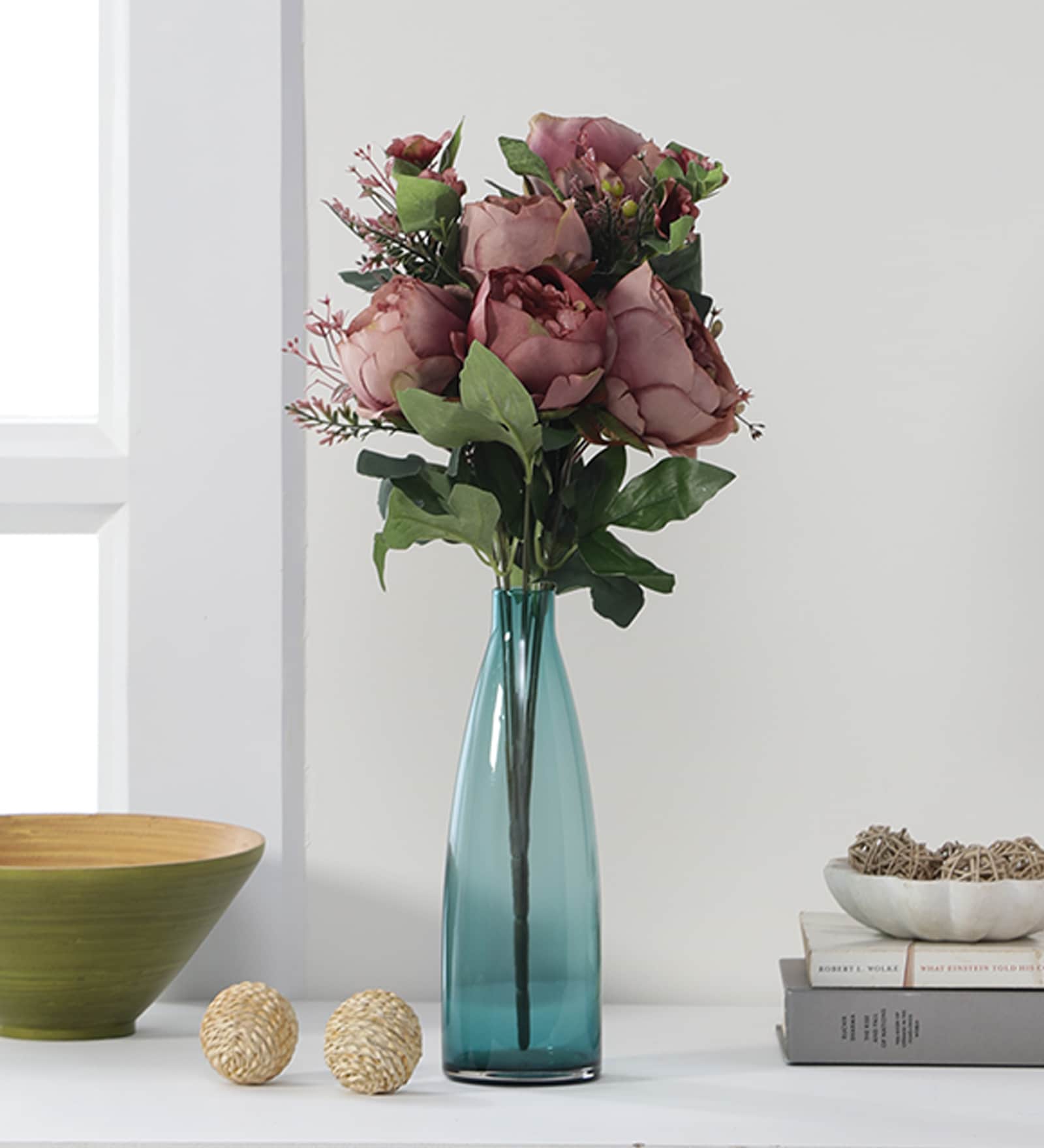 Brown Fabric Luxurious Peony Bunch Artificial Flowers