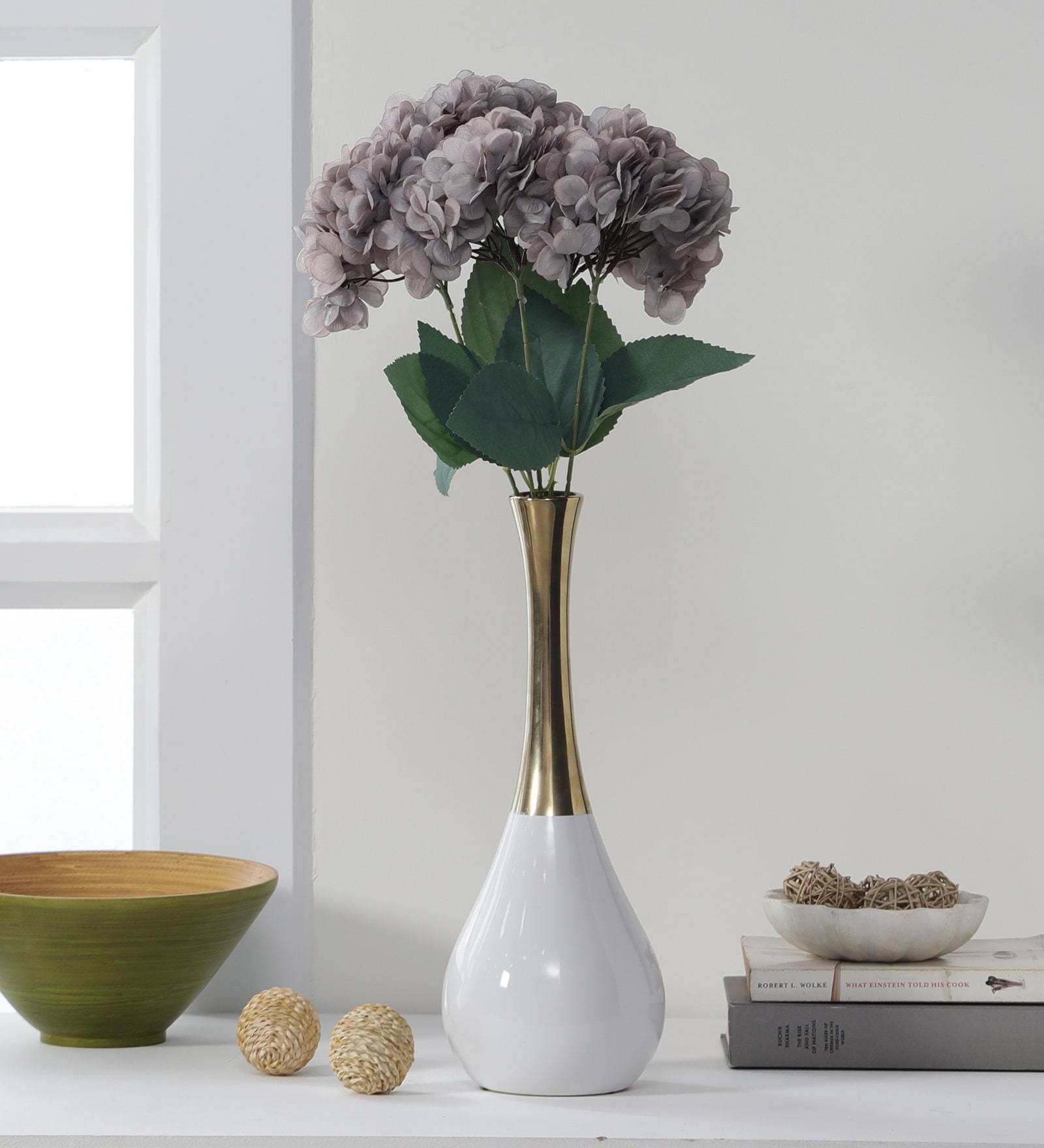 Grey Polyester Exclusive Hydrangea Artificial Flowers