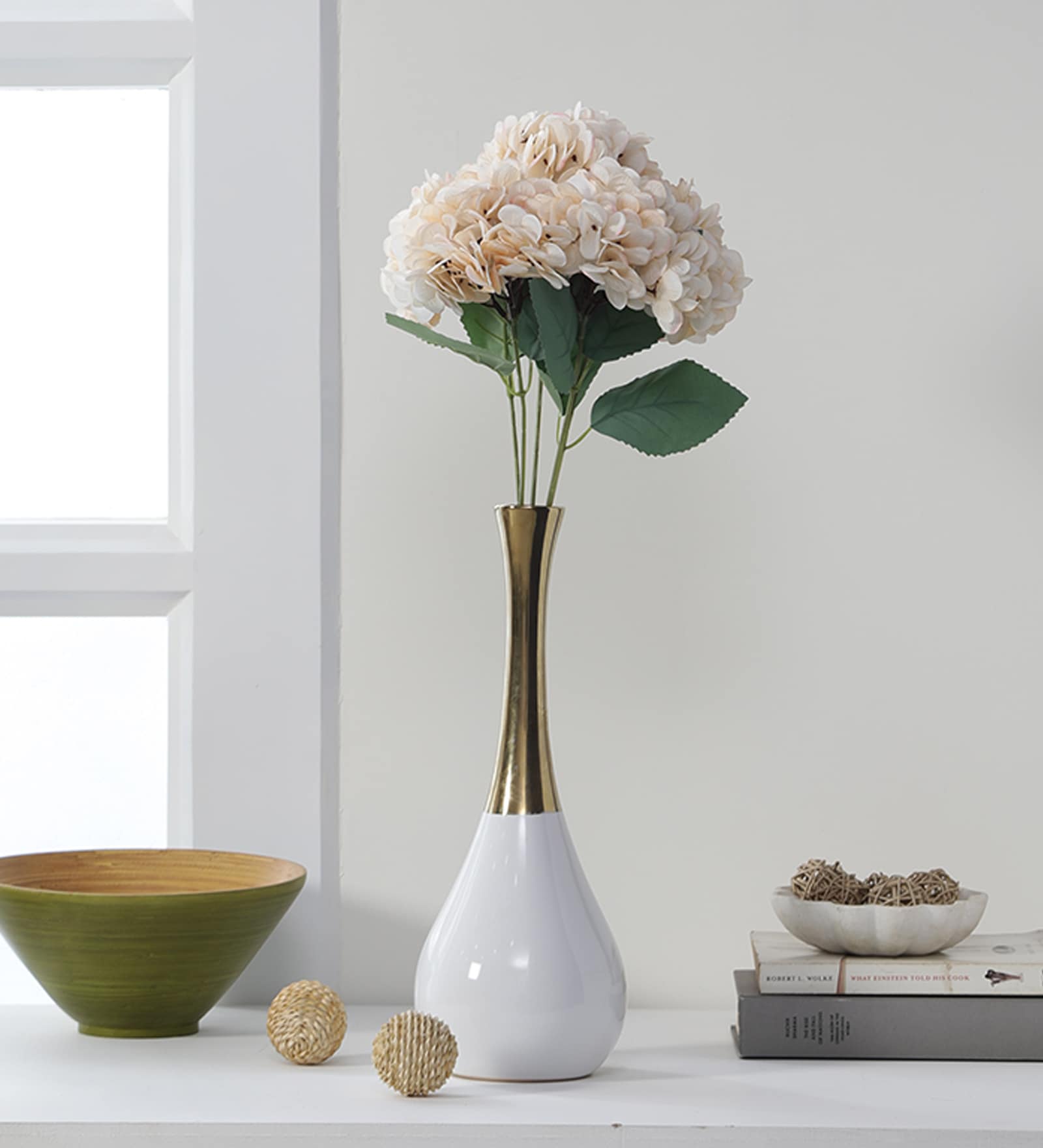 Peach Polyester Peach Exclusive Hydrangea Bunch Artificial Flowers