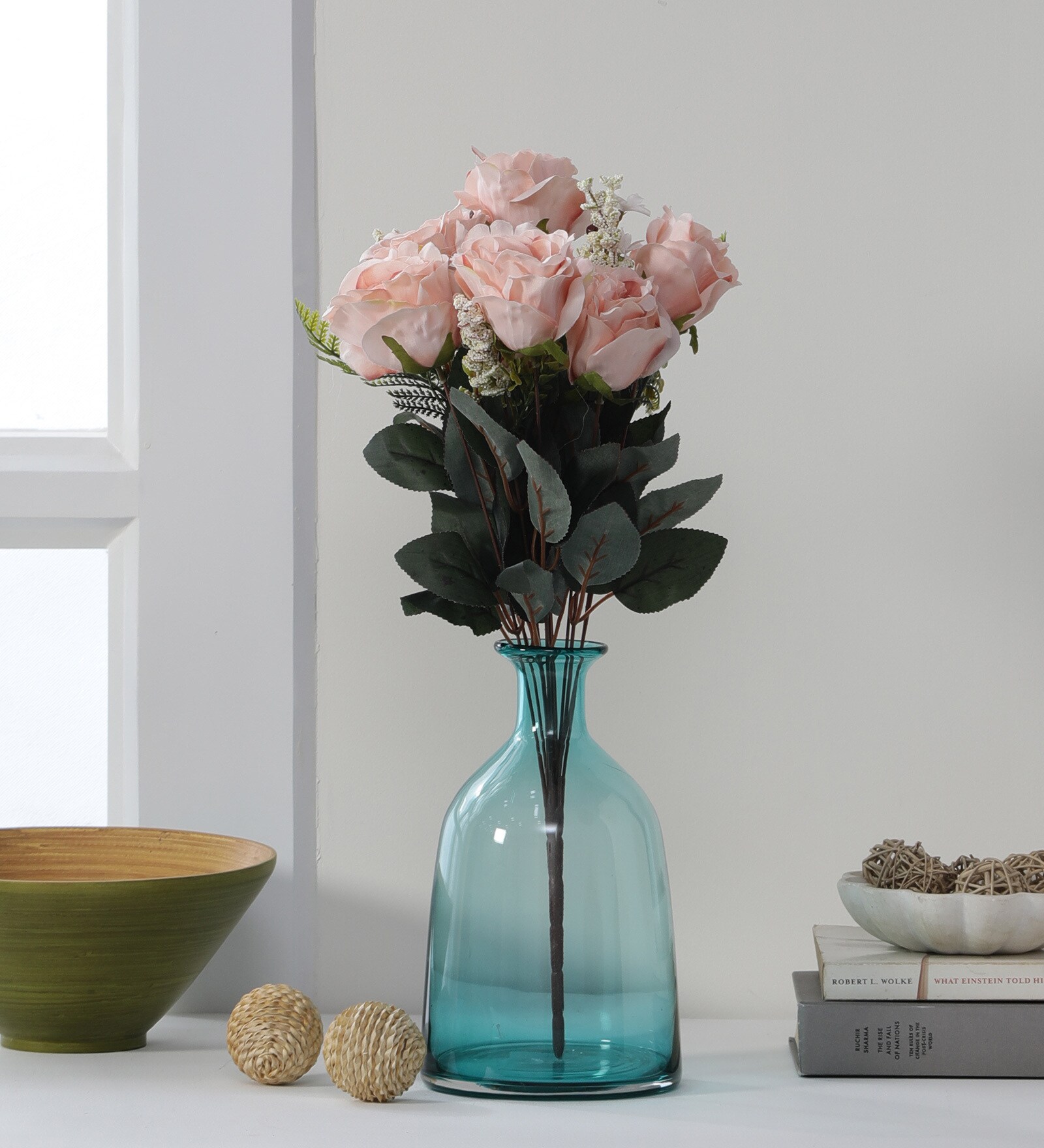 Peach Fabric Splendacious Rose Bunch Artificial Flowers