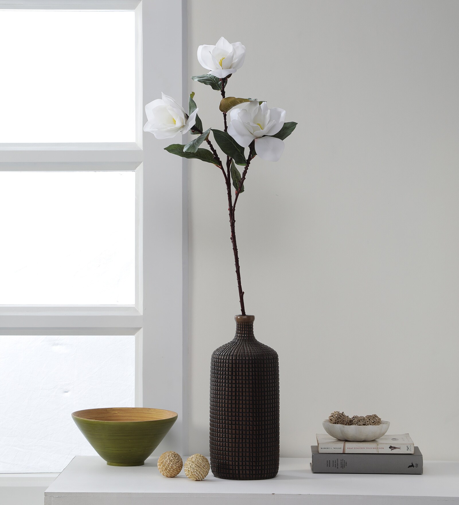 White Fabric Glorious Magnolia Artificial Flowers