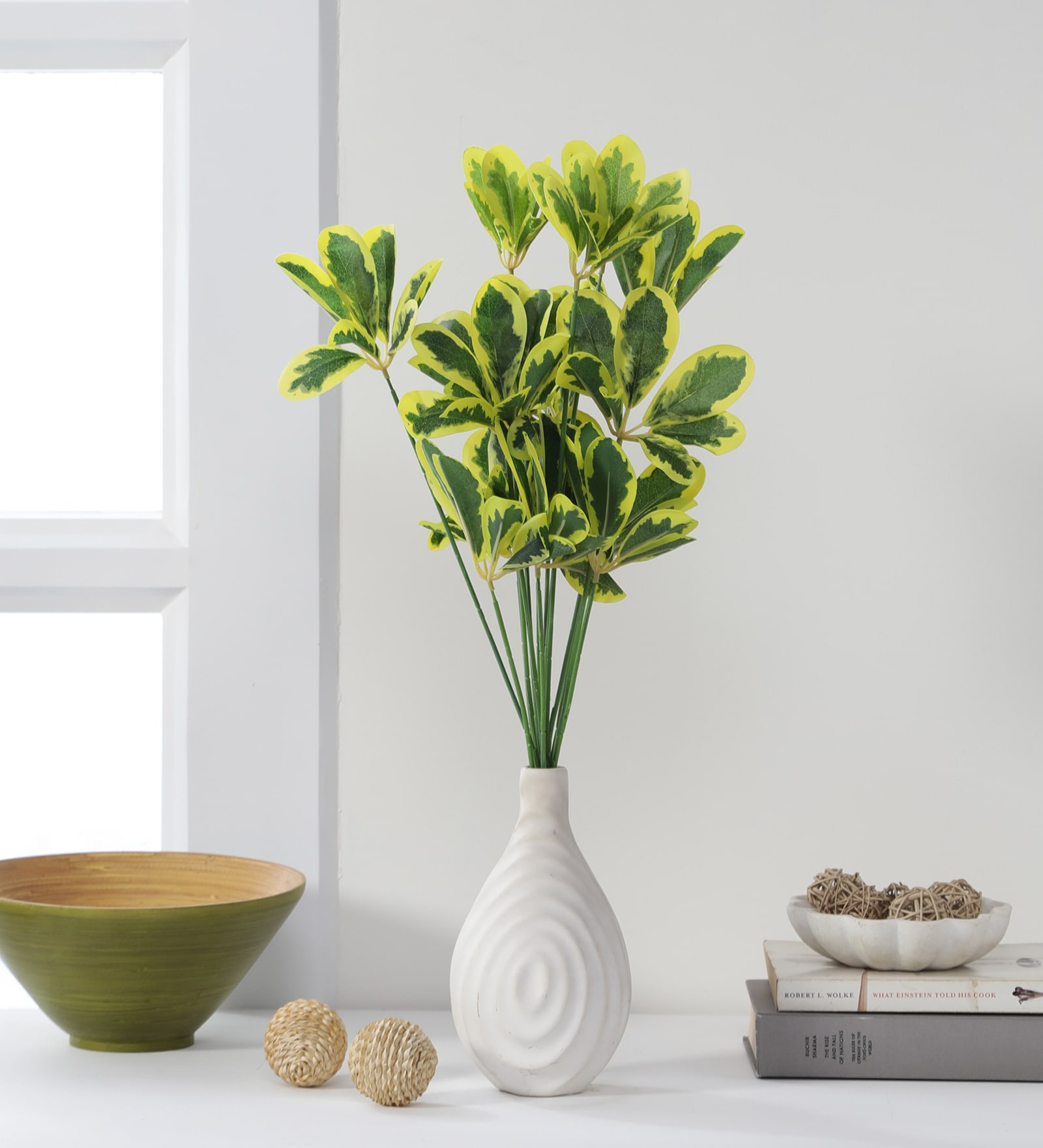 Fabric Yellow Schefflera Artificial Plants
