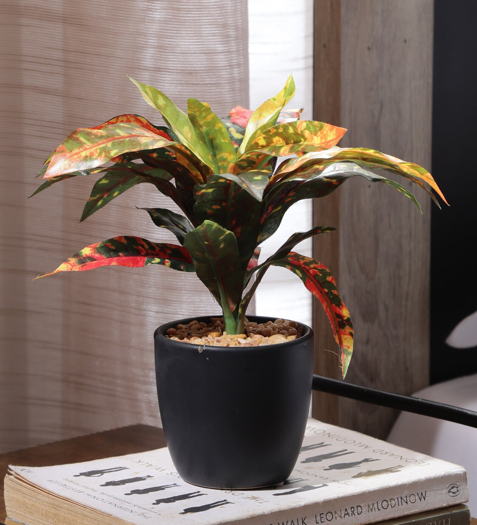 Fabric Red Dracaena Bonsai With Ceramic Pot Artificial Plants
