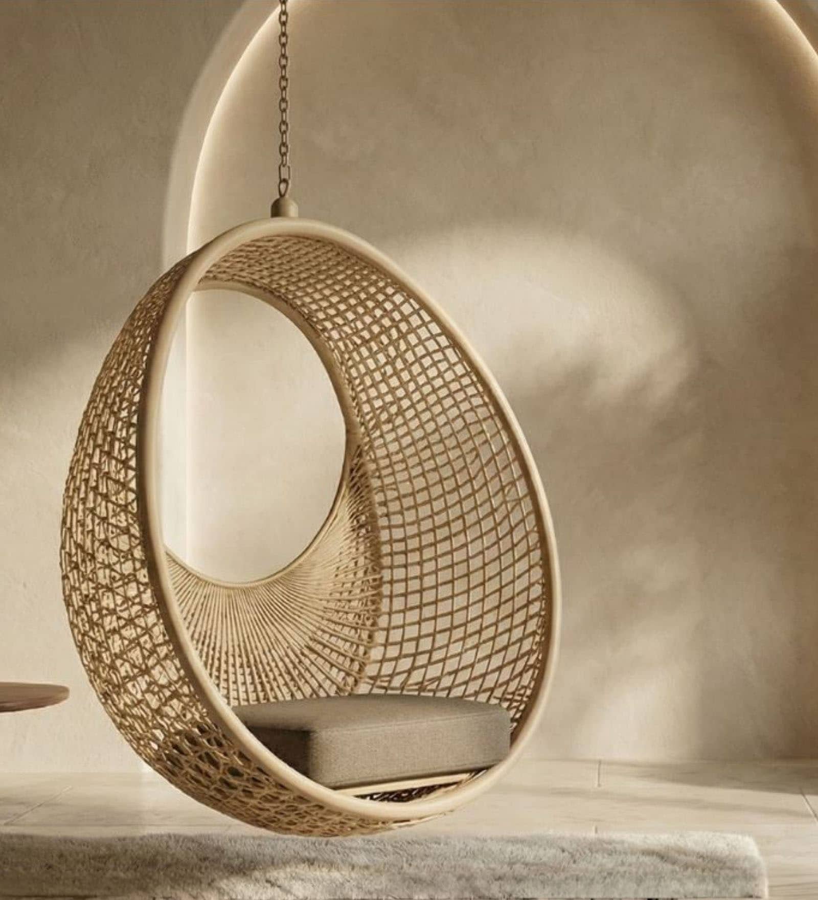 Polo Wicker Outdoor Swing In Camel Skin Finish