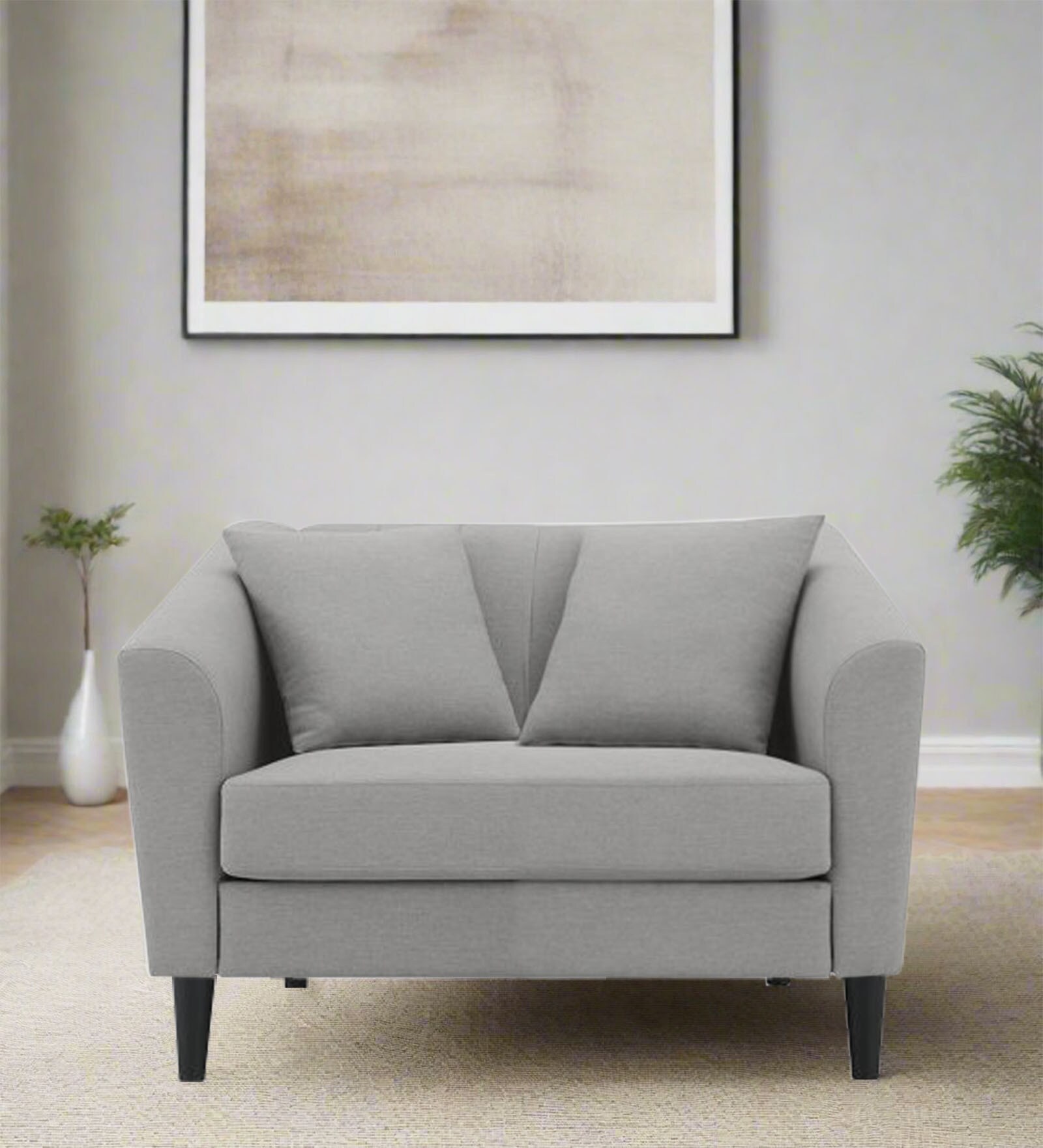 Polon Fabric 1 Seater Sofa In Light Grey Colour