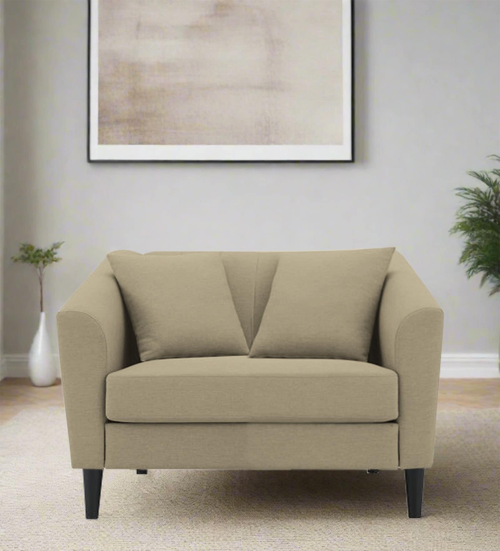 Polon Fabric 1 Seater Sofa In Honey Beige Colour
