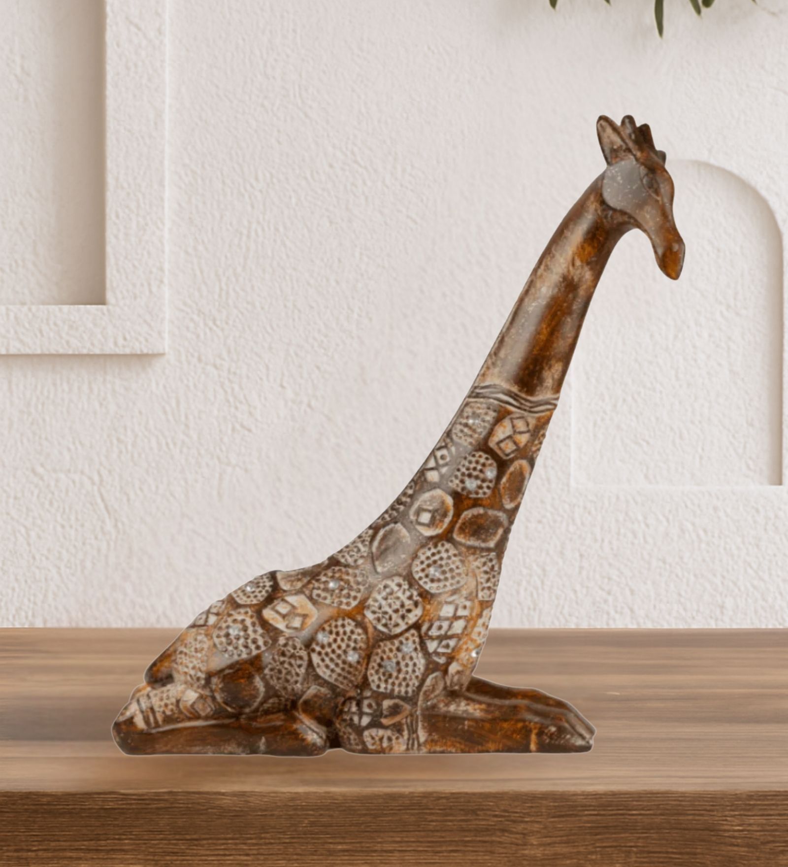 Brown Poly Resin Giraffe Showpiece