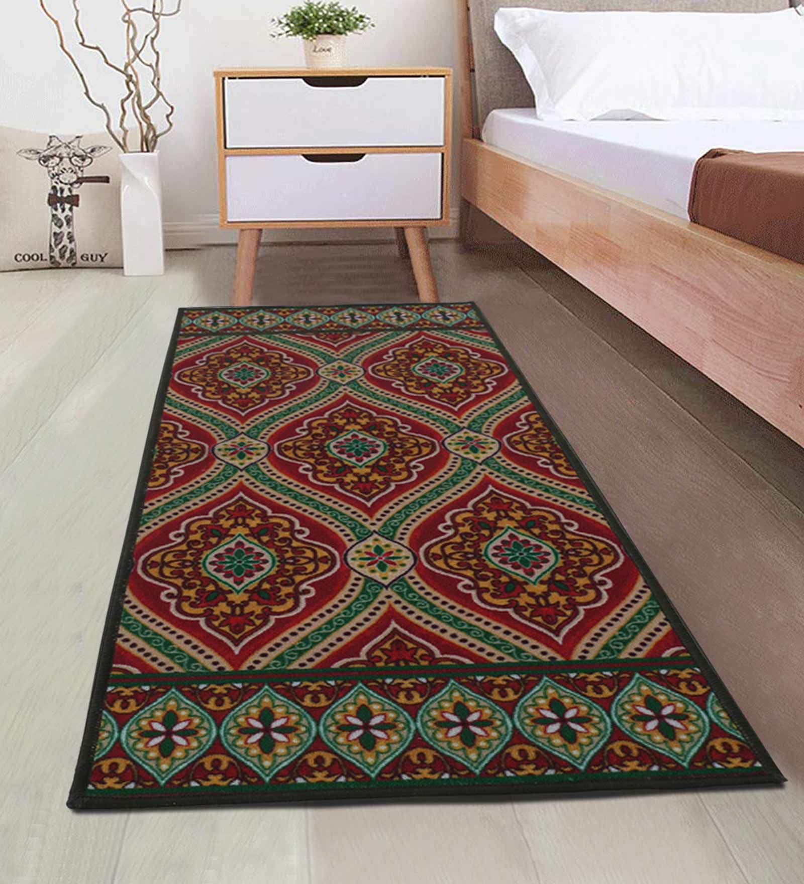 Buy Green Nylon 55 x 22 Inches Machine Made Floor Runner by Rugsmith at ...
