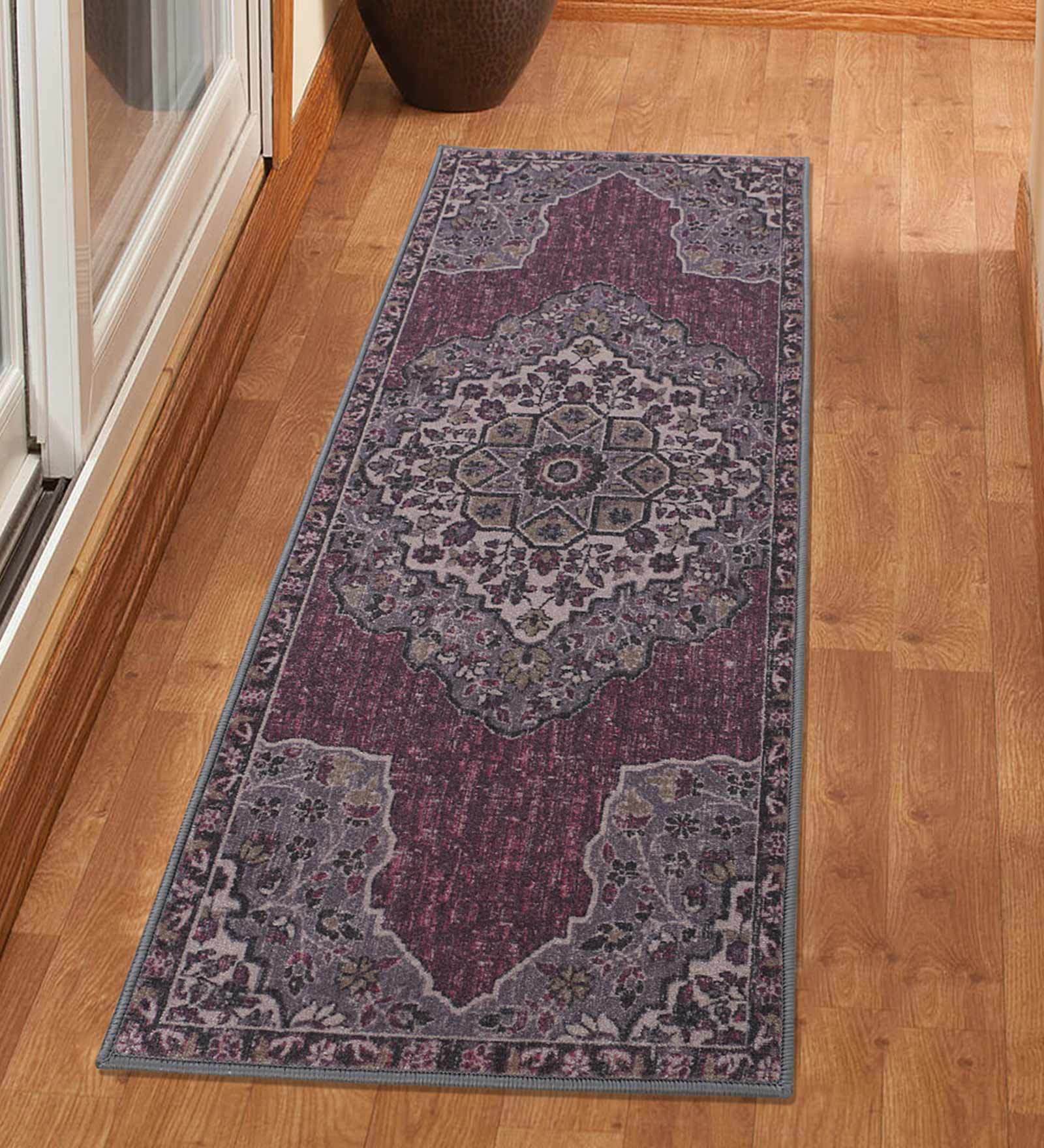 Buy Polyamide Oriental Pattern Nylon 5 X 2 Feet Machine Made Bedside ...