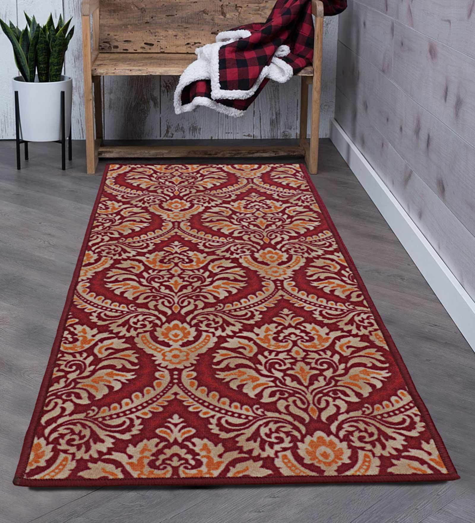 Buy Polyamide Damask Pattern Nylon 5 X 2 Feet Machine Made Bedside ...