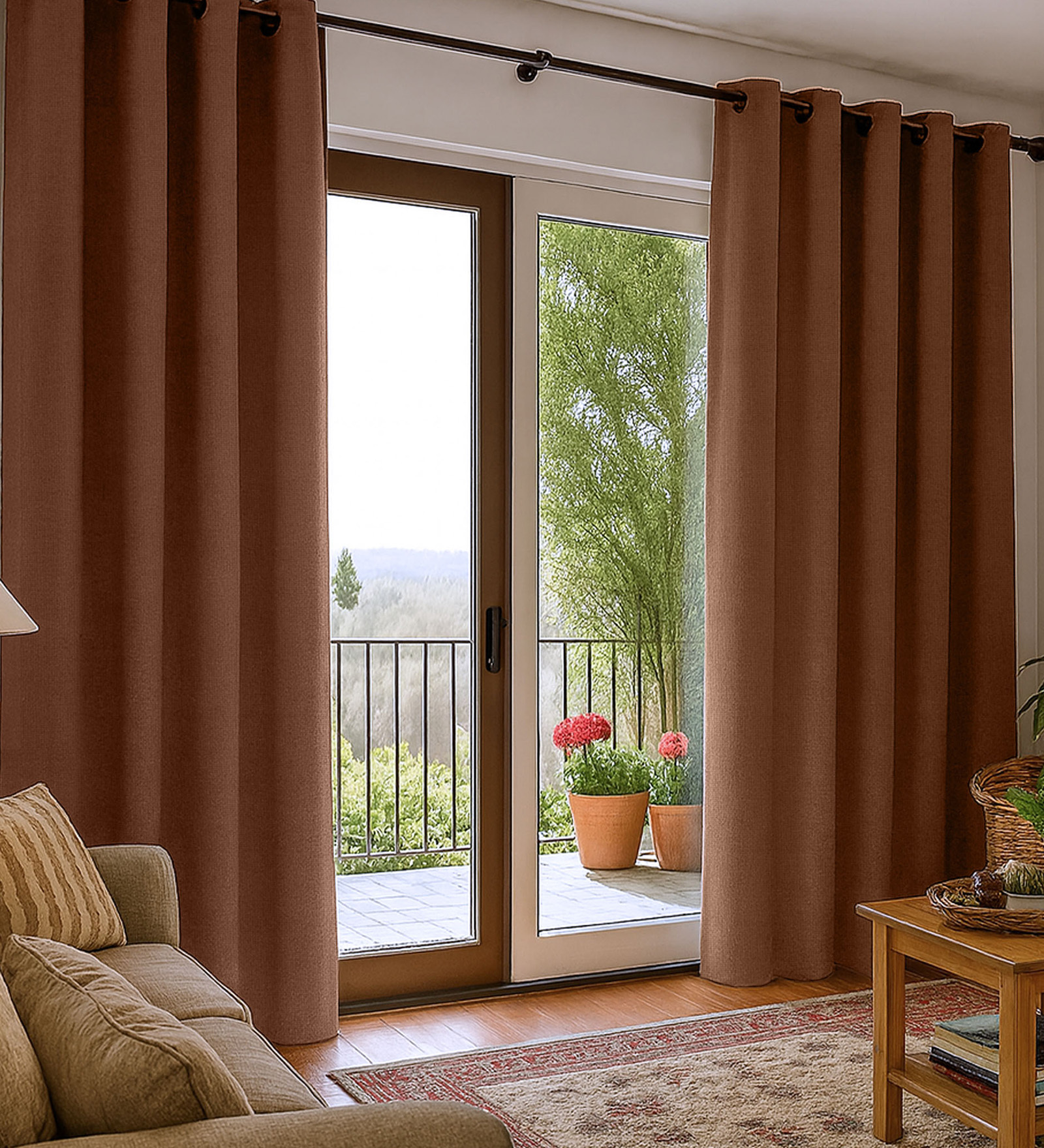 Moon Light Polycotton Blackout Solid Curtains 7 Feet Long Set of 2