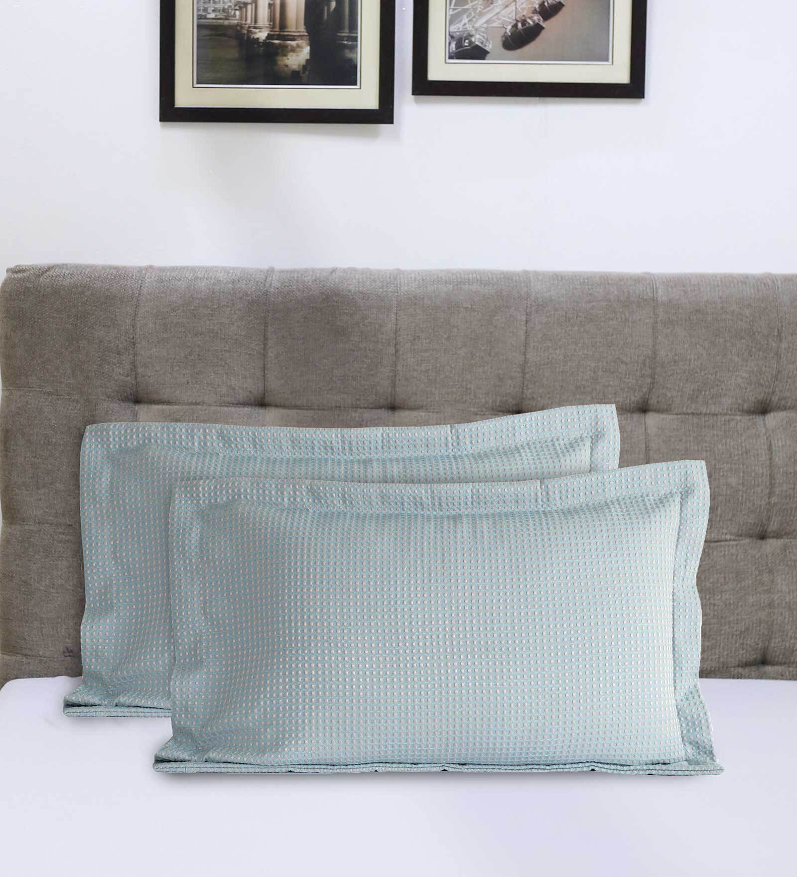 Blue Solid 200TC Polyester 30 x 20 Inches Pillow Covers (Set of 2)