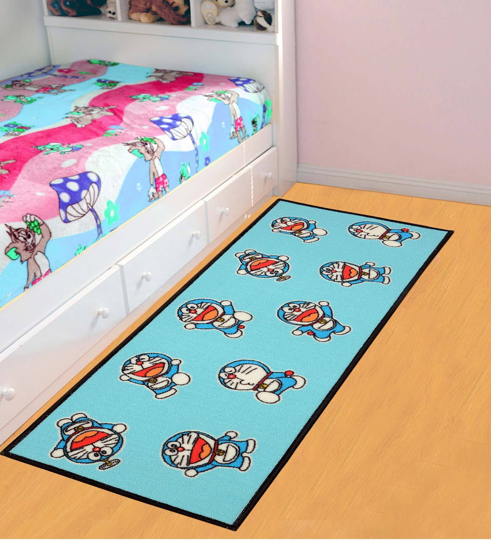 DORAEMON Polyester 4 x 1.5 feet Anti Skid Kids Floor Mat
