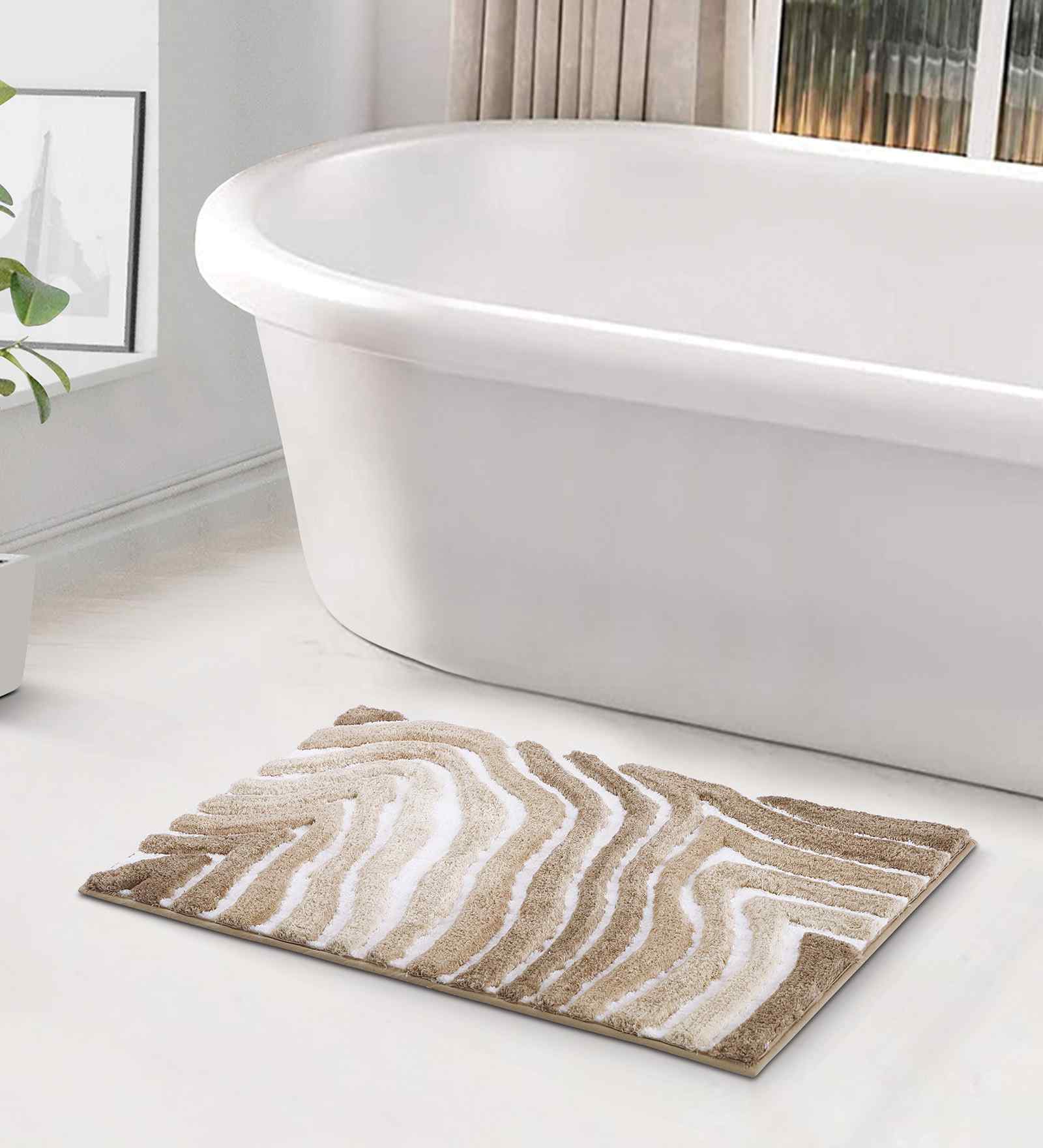 Begie Polyester Abstract 60x40 cm Bath Mat