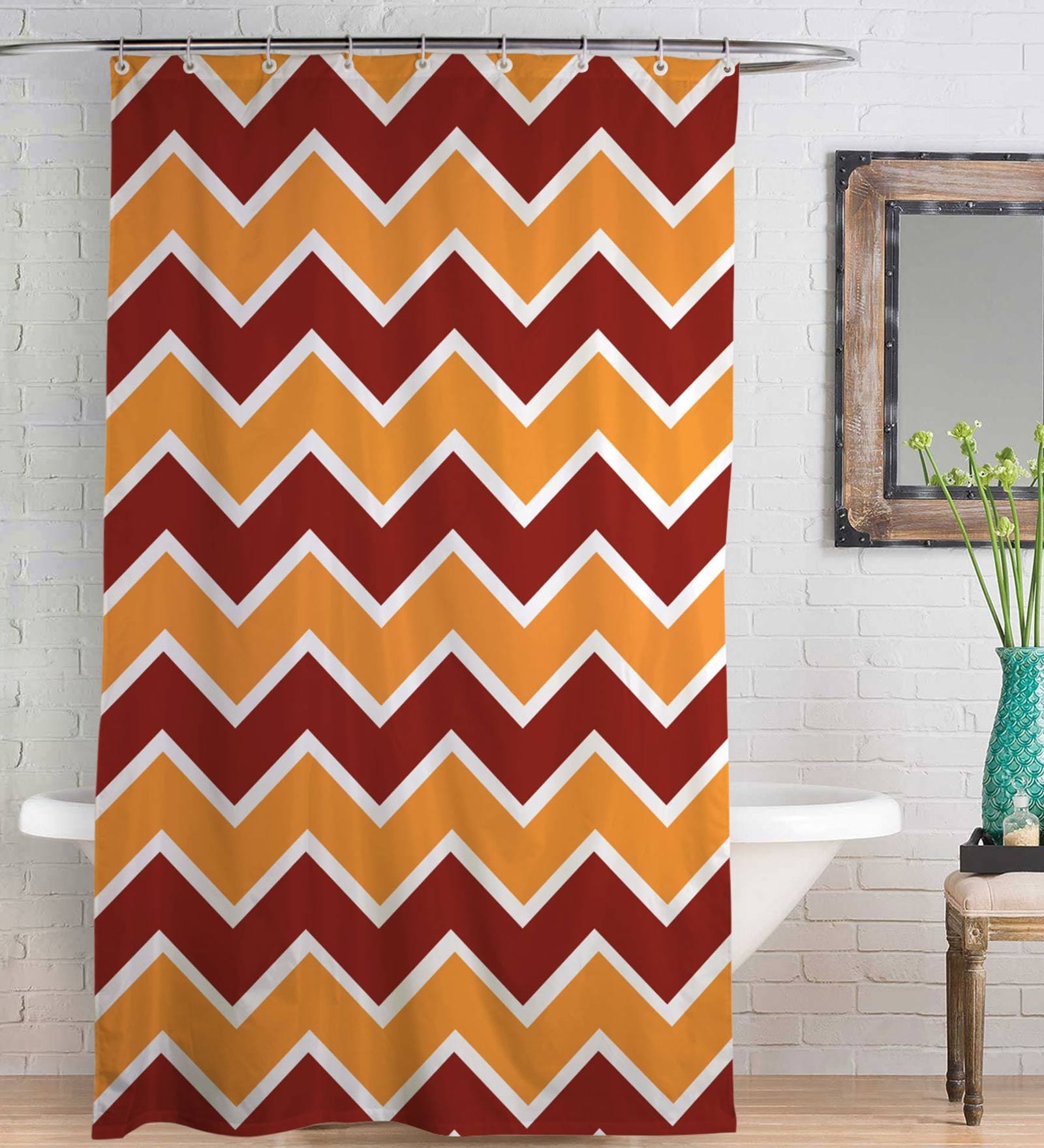 Multicolour Chevron Pattern Polyester Shower Curtains