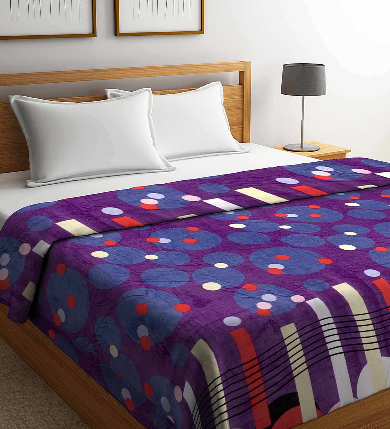 Buy Multicolour Polyester 230 GSM Double Bed Ac Room Blanket By Neudis