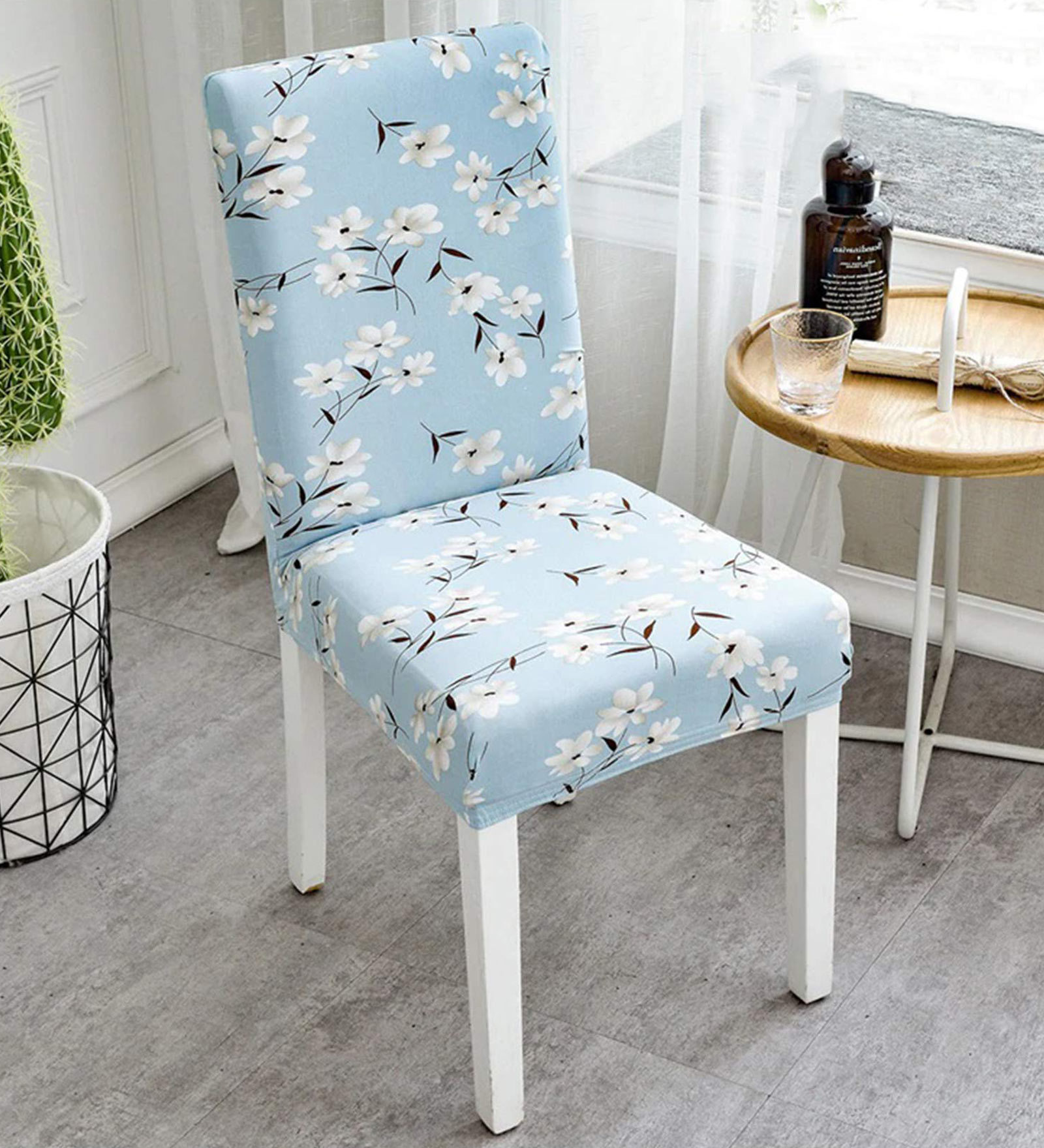 Polyester Floral Pattern 18x17 Elastic Chair Cover (Set of 4) Polyester Floral Pattern 18x17 Elastic Chair Cover (Set of 4)