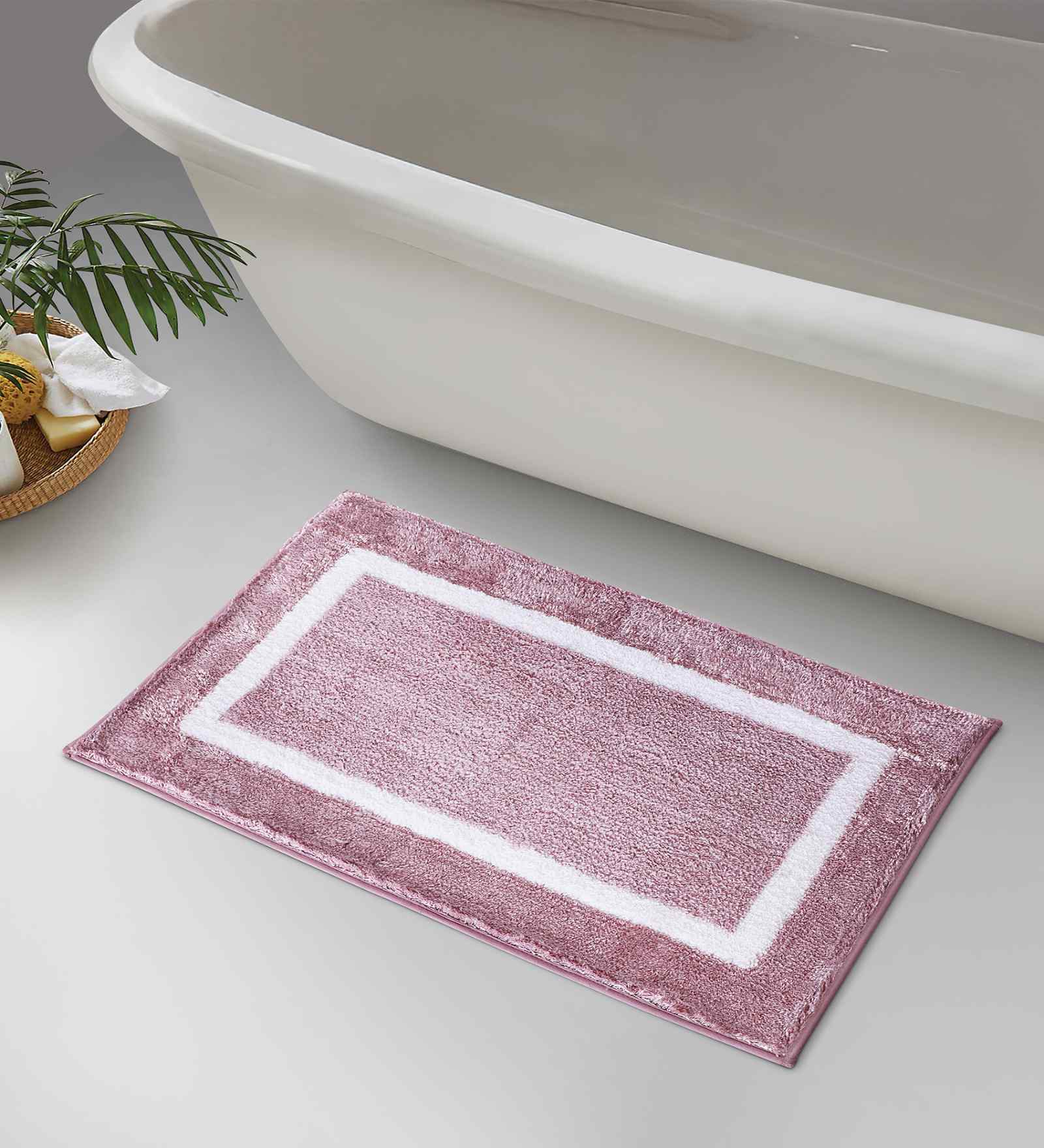 Purple Polyester Geometric 60x40 cm Bath Mat