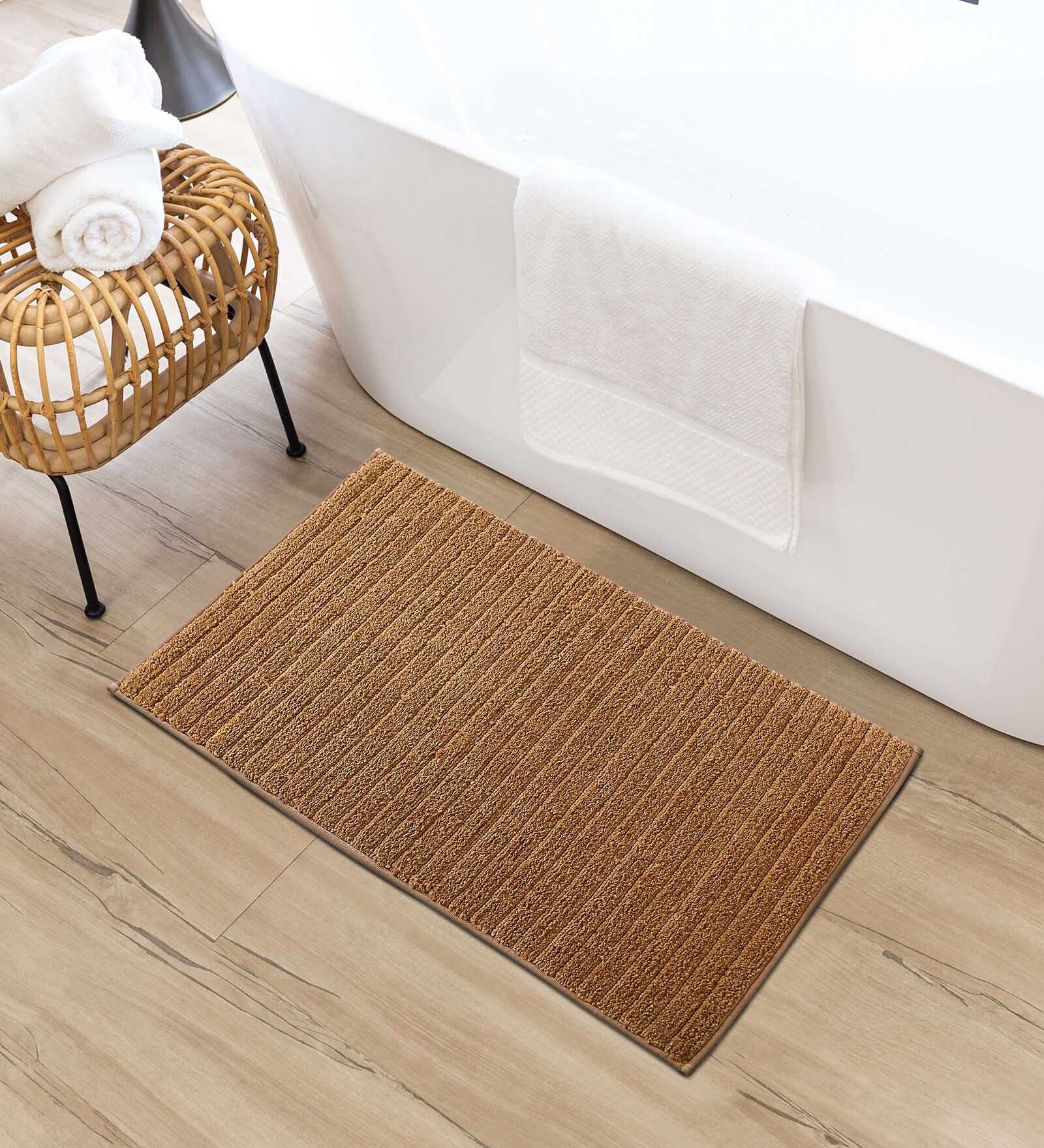 Polyester Machine Made  85 x 55 Inches Bath Mat, Gold
