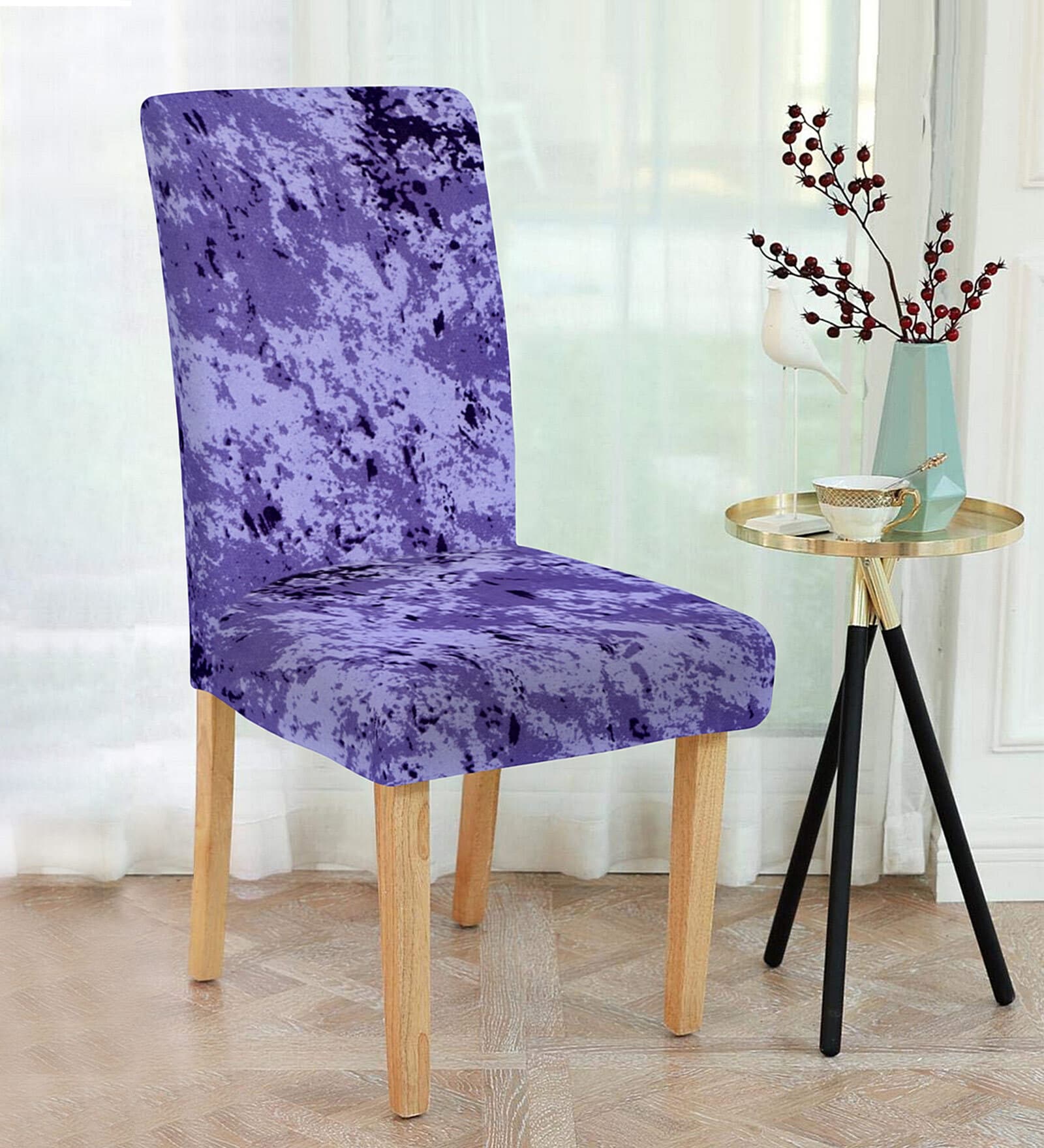 Purple Abstract Polyester 15x19 Inch Stretchable Chair Cover