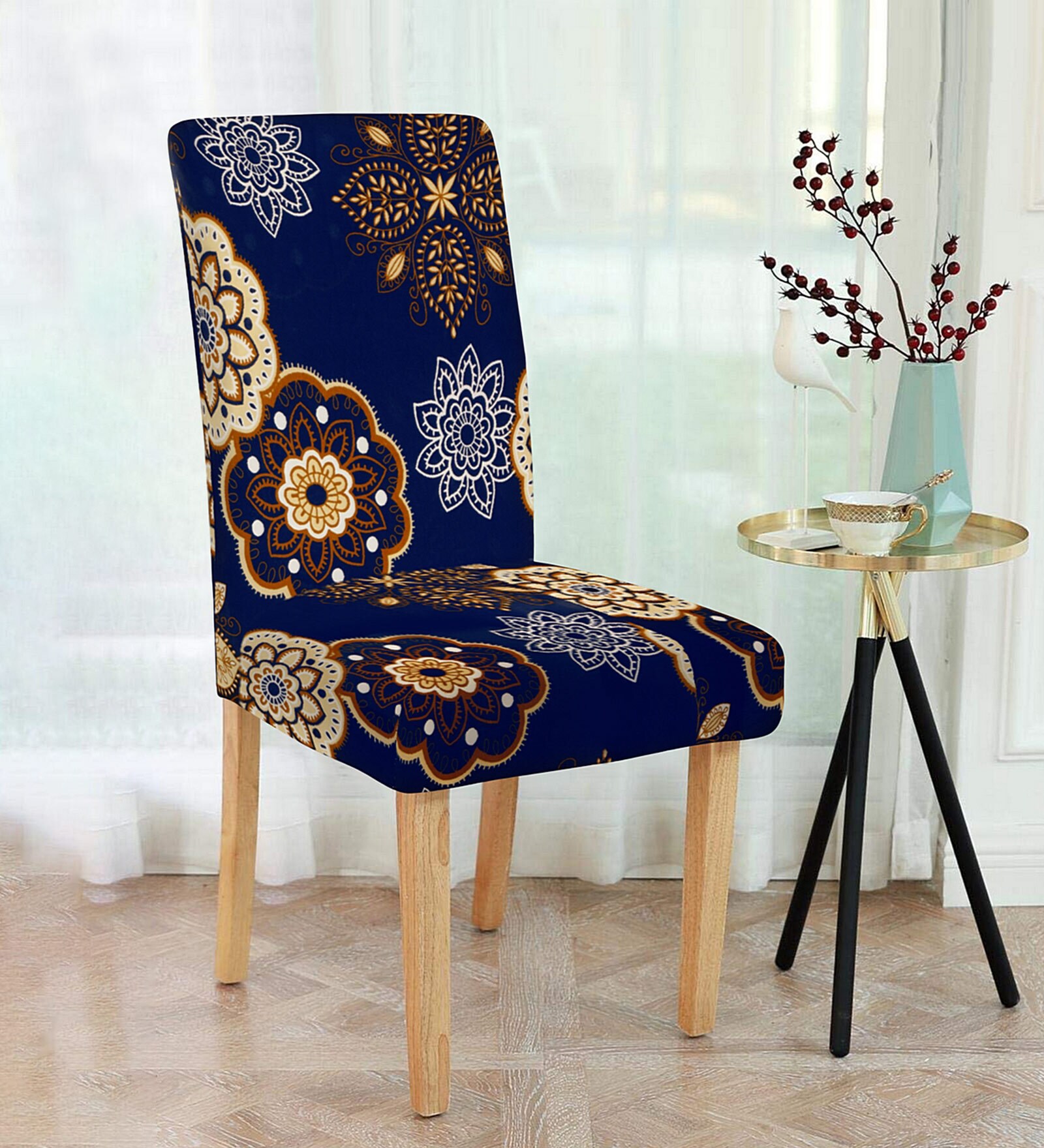 Multicolor Traditional Polyester 15x19 Inches Stretchable Chair Cover