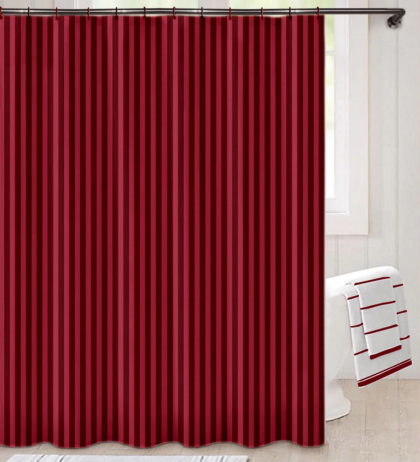 Maroon Shower Polyester 7 Ft Semisheer Eyelet Shower Curtain
