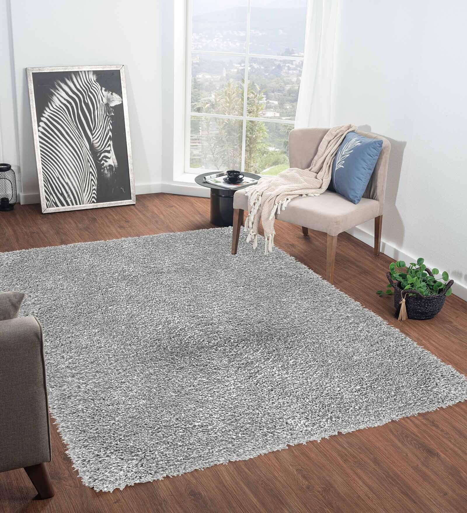 Polyester Solid Machine Made Carpet, 4 x 6 feet, Grey